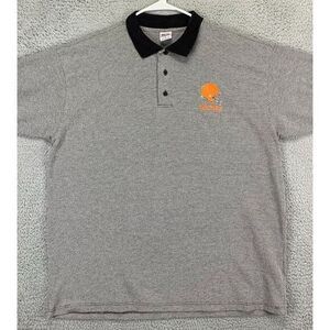 Cleveland Browns Polo Shirt Mens Large Gray Football NFL Rugby Athletic True Fan